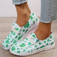 Women's Leaf Print Flat Loafers Casual Slip On Shoes