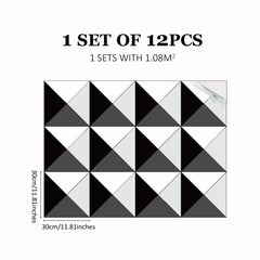 12pcs Gray Geometric Pattern Floor Stickers Waterproof Non-slip Home Decoration