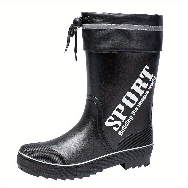 Unisex Waterproof Rain Boots with Letter Decor