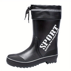 Unisex Waterproof Rain Boots with Letter Decor