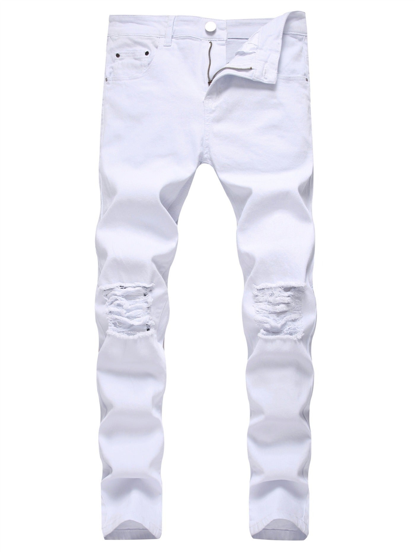 Men's Ripped Knee Slim Fit Stretch Jeans