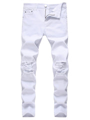 Men's Ripped Knee Slim Fit Stretch Jeans