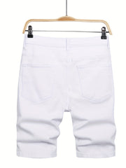 Men's Ripped Denim Shorts Casual Street Style Distressed Stretch Denim Shorts