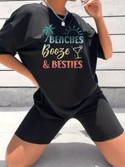 2pcs Summer Casual Sports Sets T-shirts & Shorts Women's Activew