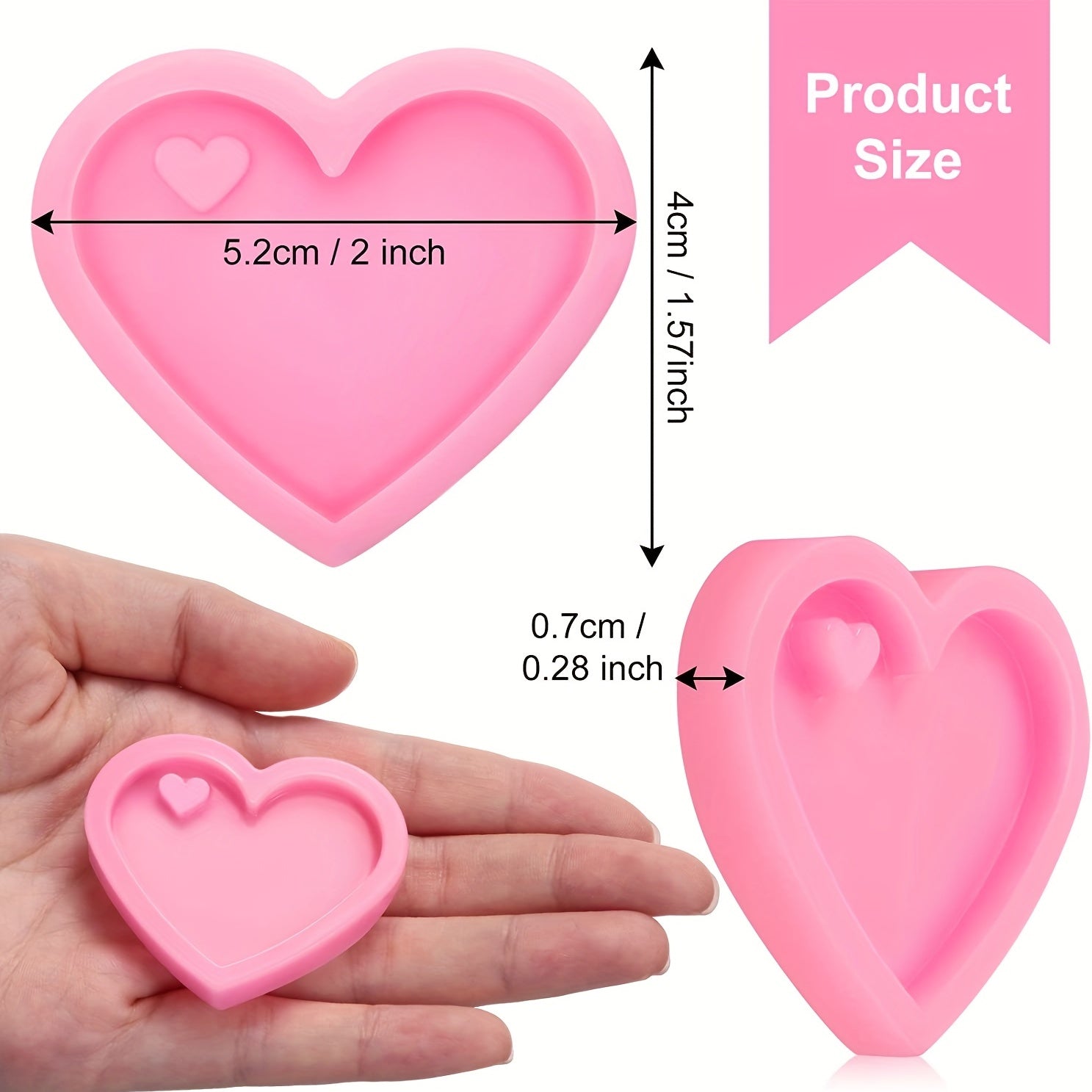 Heart Shaped Resin Casting Mold Silicone Keychain Pendant Mold