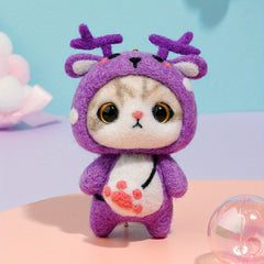 English Manual Cat Wool Needle Felting Kit DIY Material Package