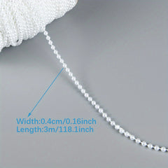5M ABS Pearl Round Beads Cotton Line Chain Trim Garland Strand