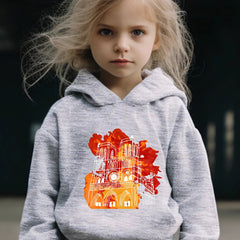 2pcs Big House Print Girls Hoodies Jogger Pants Set For Sports