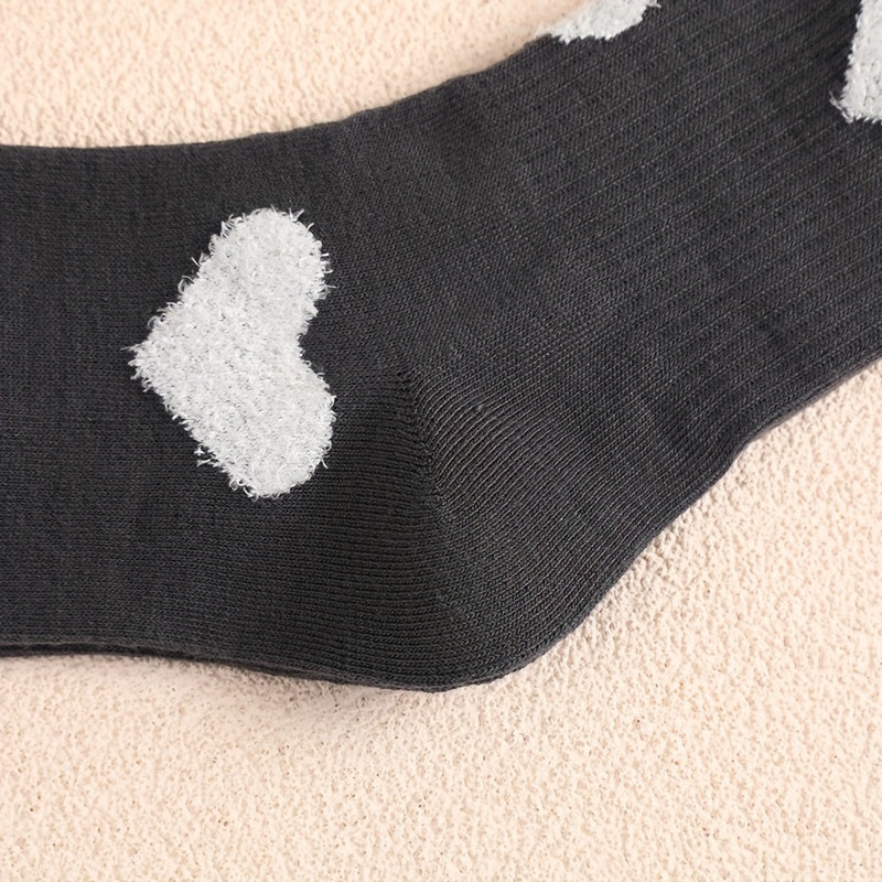 3 Pairs Heart Print Socks Mid Tube Women's Stockings
