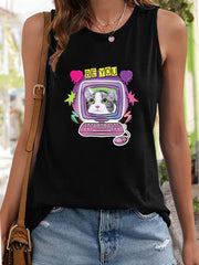 Cat Pattern Stretchy Sports Vest Women's Activewear
