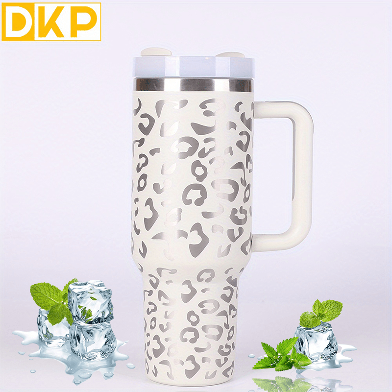 Leopard Print Stainless Steel Insulated Tumbler - 40oz Leakproof Car Cup