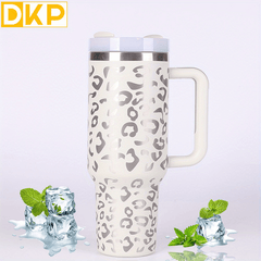 Leopard Print Stainless Steel Insulated Tumbler - 40oz Leakproof Car Cup