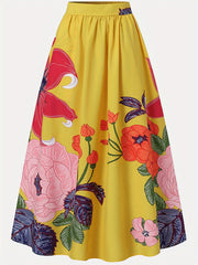Women's Plus Floral Print Maxi A-line Dress