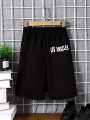 LOS ANGELES Letter Print Boys Shorts Quick Drying for Summer Outdoor