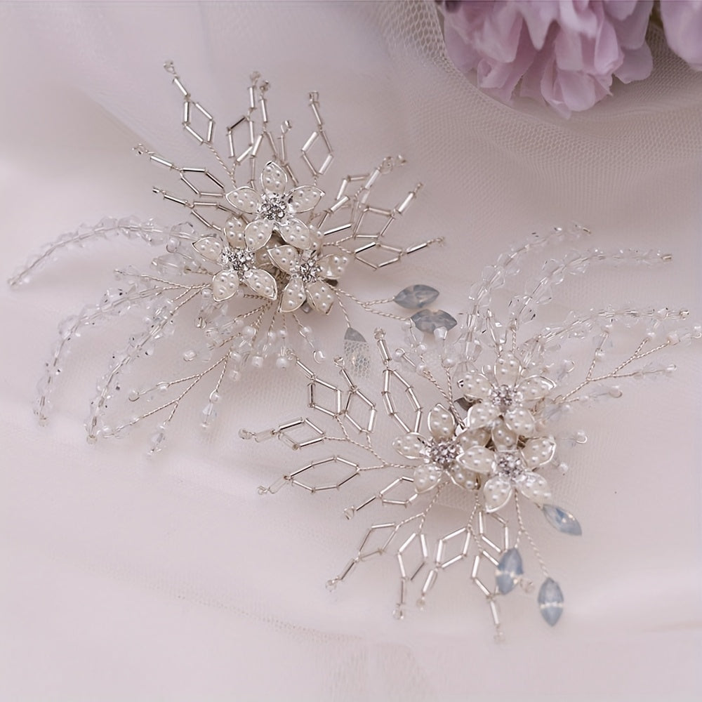 Rice Bead Flower Shoe Clips for Brides Shoes Heels Boots