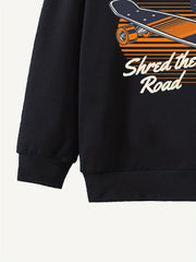 Skateboard Print Boys Hoodie Sweatshirt for Kids