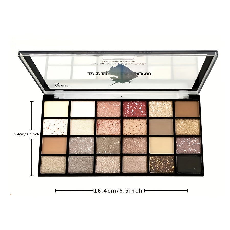 24-Color Eyeshadow Palette Brown Matte Pearly Finish