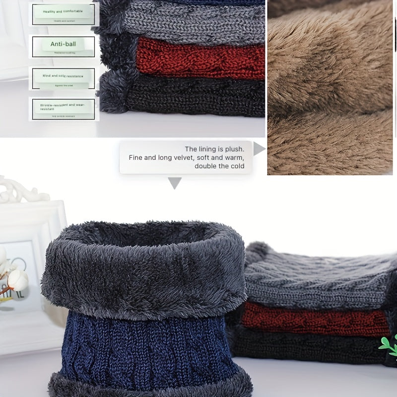Winter Scarf Neck Gaiter Velvet Thick Warm Knitted Neck Cover
