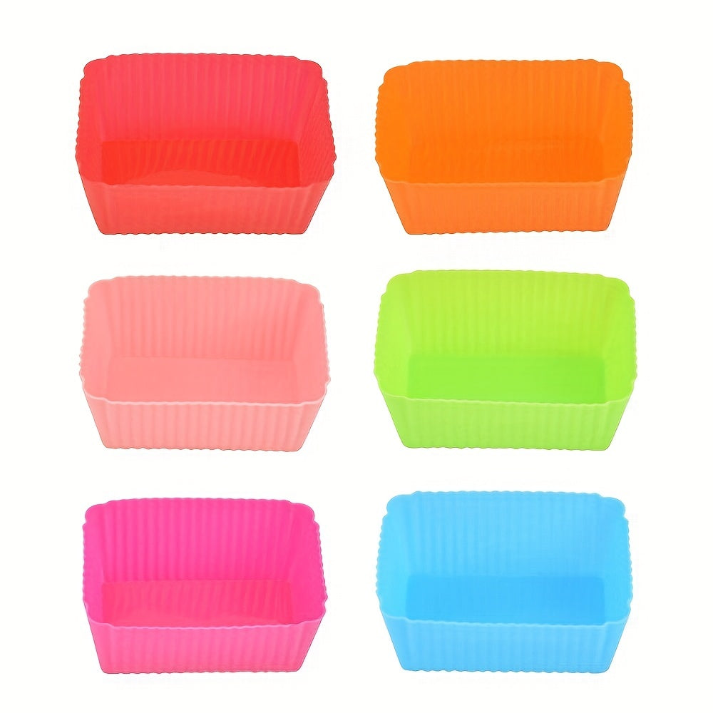 10pcs Silicone Rectangle Muffin Cups Reusable Cupcake Liners Muffin Molds