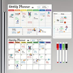 3pcs Magnetic Dry Erase Fridge Calendar Weekly Planner