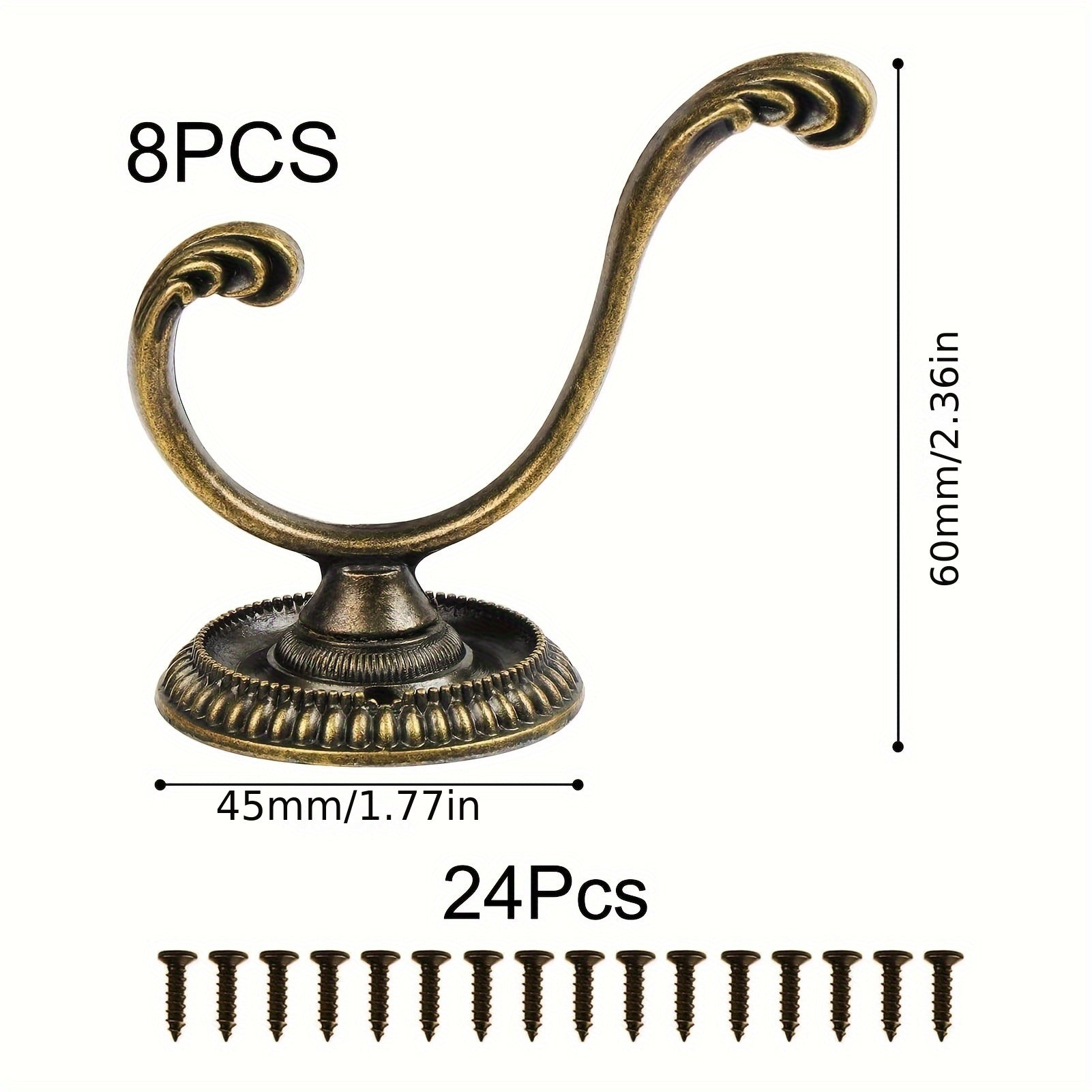 8pcs Vintage Double Hook Wall Hanging Coat Hook