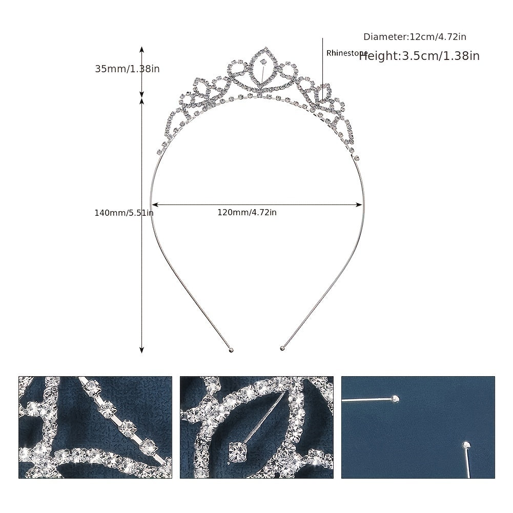 Thin Rhinestone Crown Hairband Headband Princess Tiara Wedding