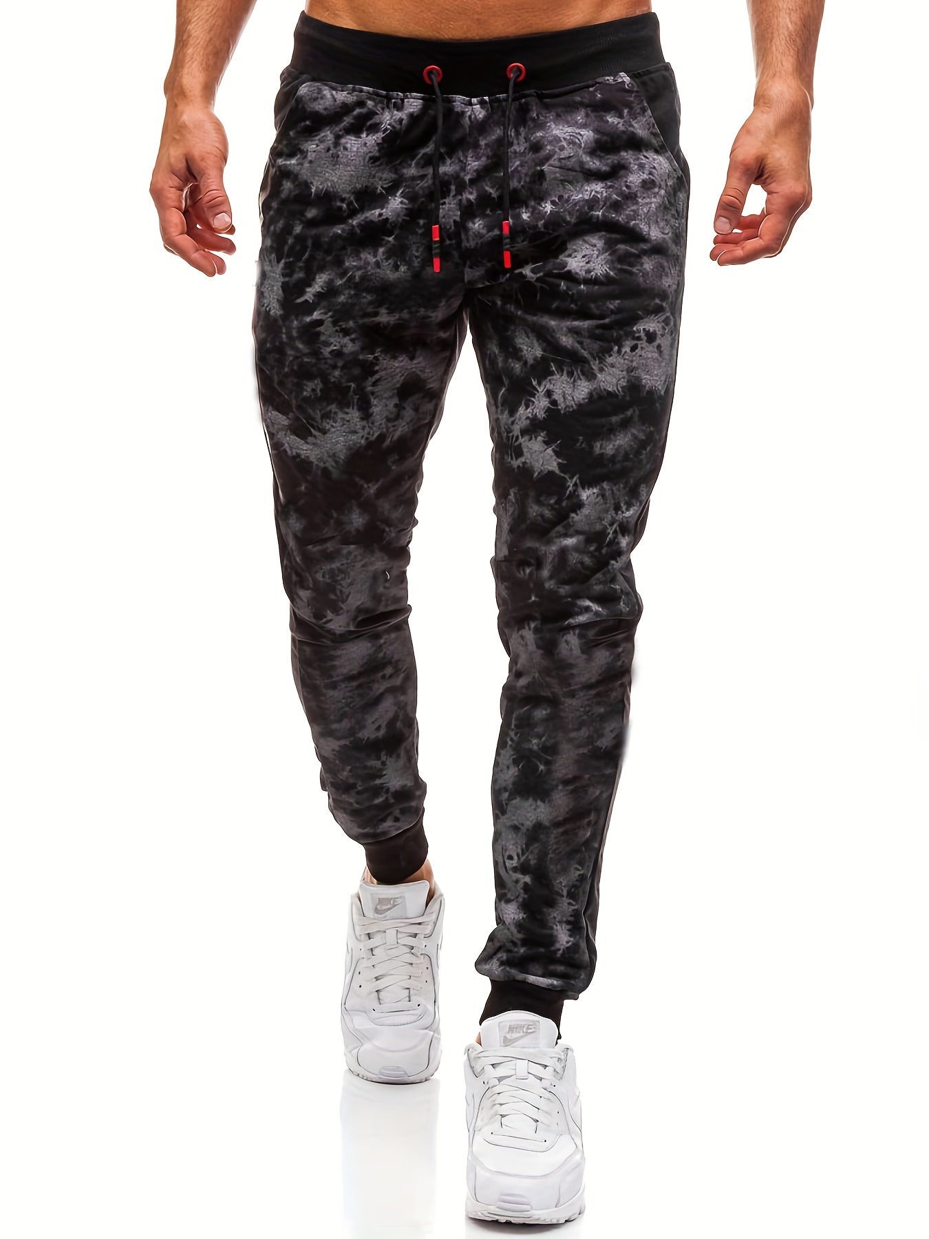 Men's Tie Dye Print Joggers Stretch Drawstring Pants