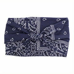 Paisley Print Headband Wide Solid Stretch Sports Hair Band for Women