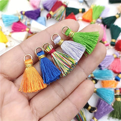 20pcs Colorful Band Loops Tassel Charms for DIY Jewelry Earrings Keychain