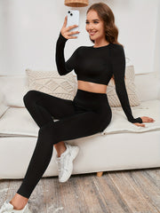 Yoga Crop Top & Seamless Leggings Set for Women