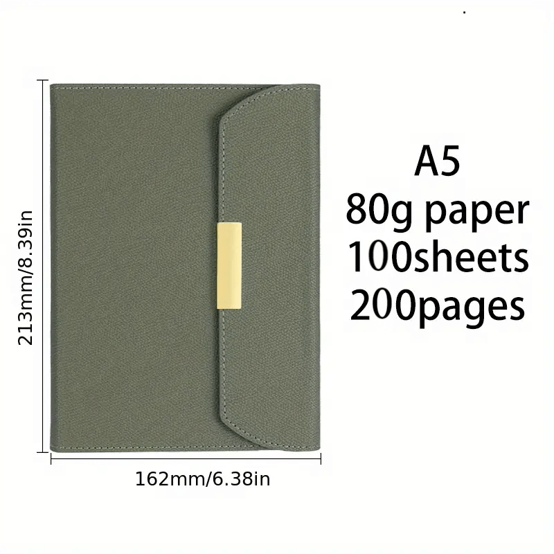 Soft Leather A5 Minimalist Notebook, Magnetic Buckle, Various Colors