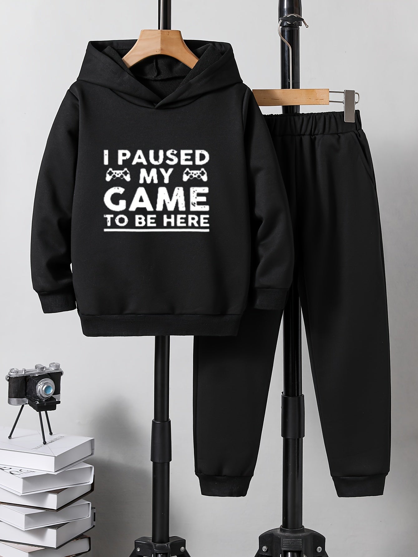 Boys 2PCS I PAUSED MY GAME Hooded Sweatshirt & Sweatpants