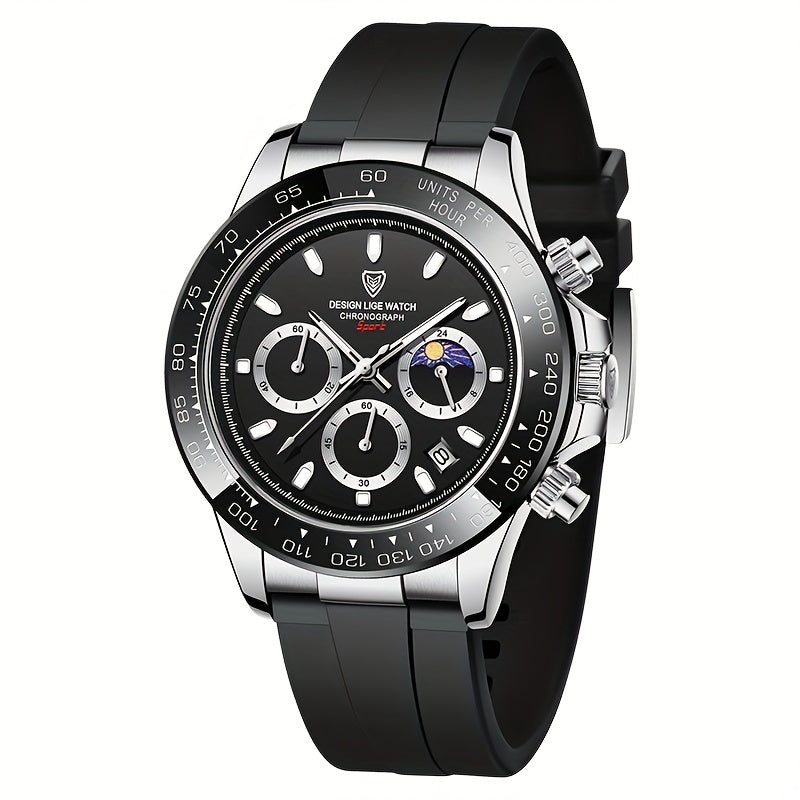 LIGE Boy's Big Dial Silicone Sport Watch Waterproof Quartz Chronograph