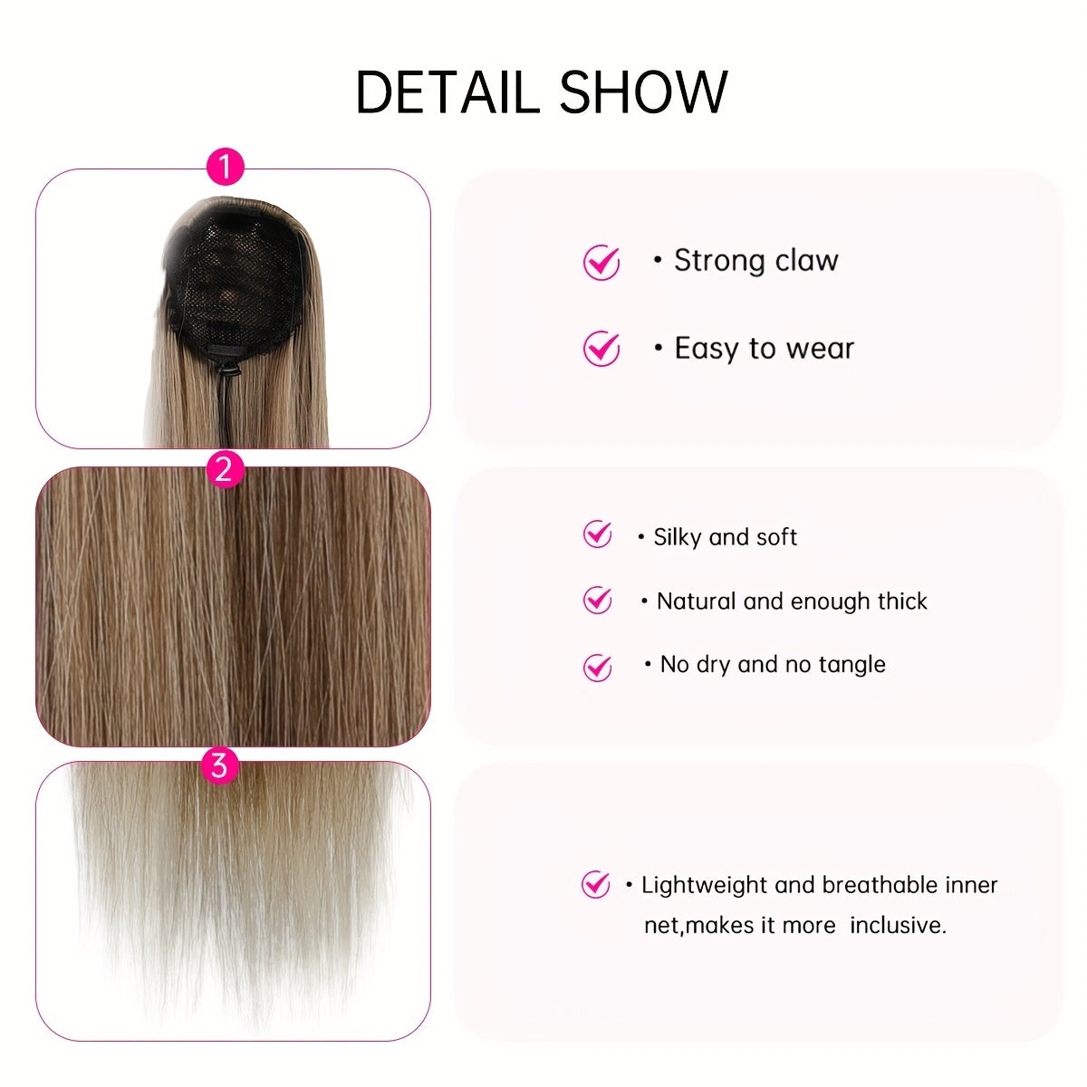Long Straight Ponytail Extensions Clip In Hair Extensions Natural Look