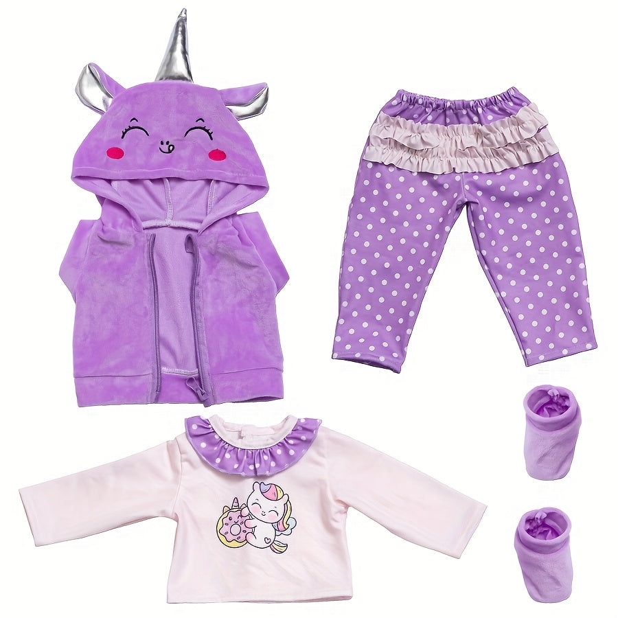 Purple Unicorn Doll Outfit Set for 17 inch Dolls with Cloak & Accessories