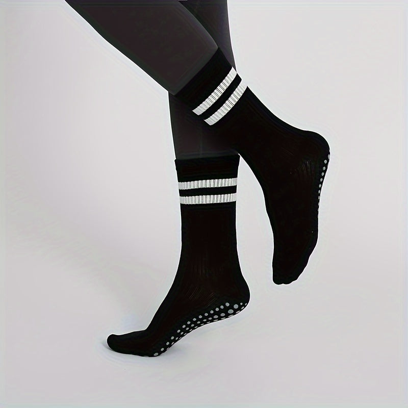 Mid Calf Yoga Socks Sweat Absorption Anti-Skid Sports Pilates Ballet Barre