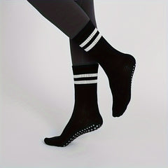 Mid Calf Yoga Socks Sweat Absorption Anti-Skid Sports Pilates Ballet Barre