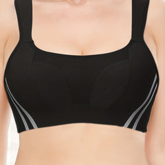 Sporty Bra Women's Plus Stripe Contrast Mesh Cut Out Bra