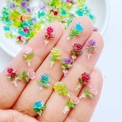 100Pcs Mini 7 11mm Roses Resin Scrapbooking DIY Jewelry Craft Decoration