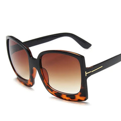 Vintage Leopard Square Sunglasses Gradient Shades Eyewear for Women