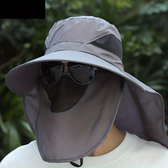 Breathable Wide Brim Bucket Hat With Neck Flap