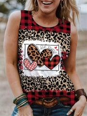 Valentines Hearts & Leopard Print Camisole Tank Top