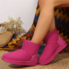 Women's Solid Snow Boots Non slip Comfortable Thickened Medium Tube Shoes