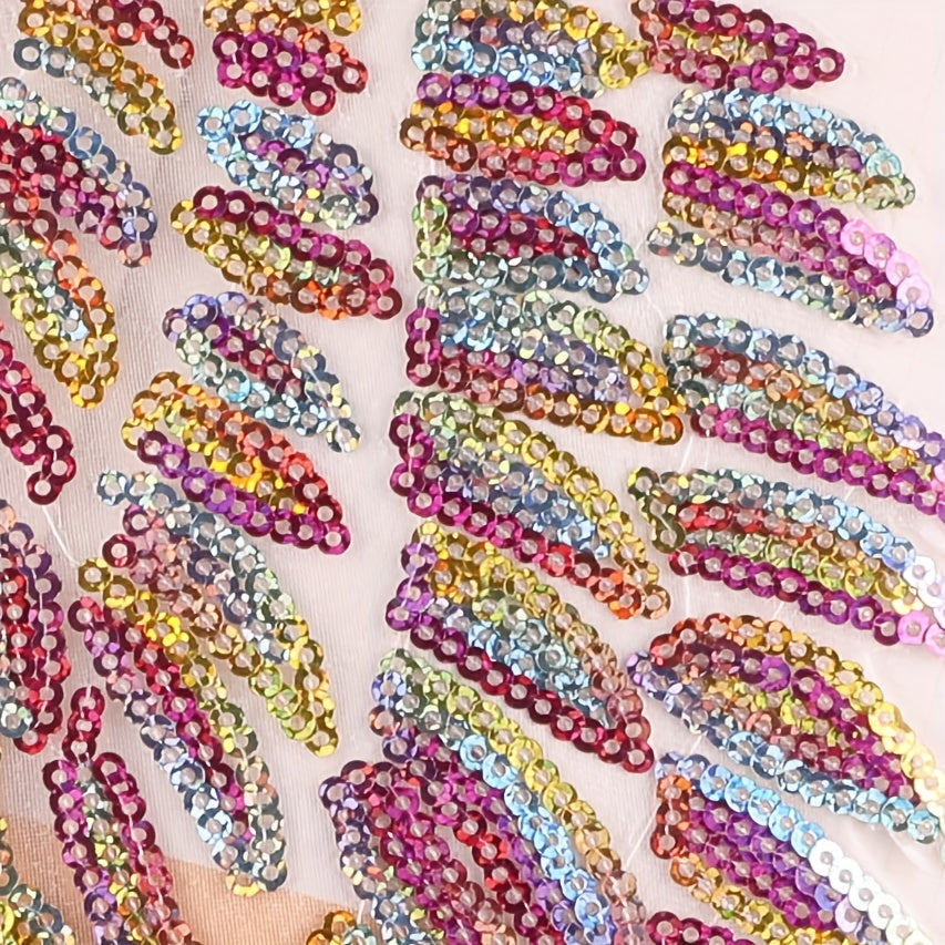 Beaded Embroidery Sequins Feather Wings Patch For Girls Clothing DIY