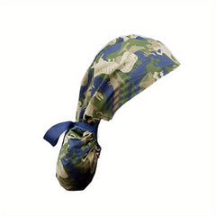 Ponytail Work Cap Casual Scrub Cap For Long Hair Printed Beanie Nurse