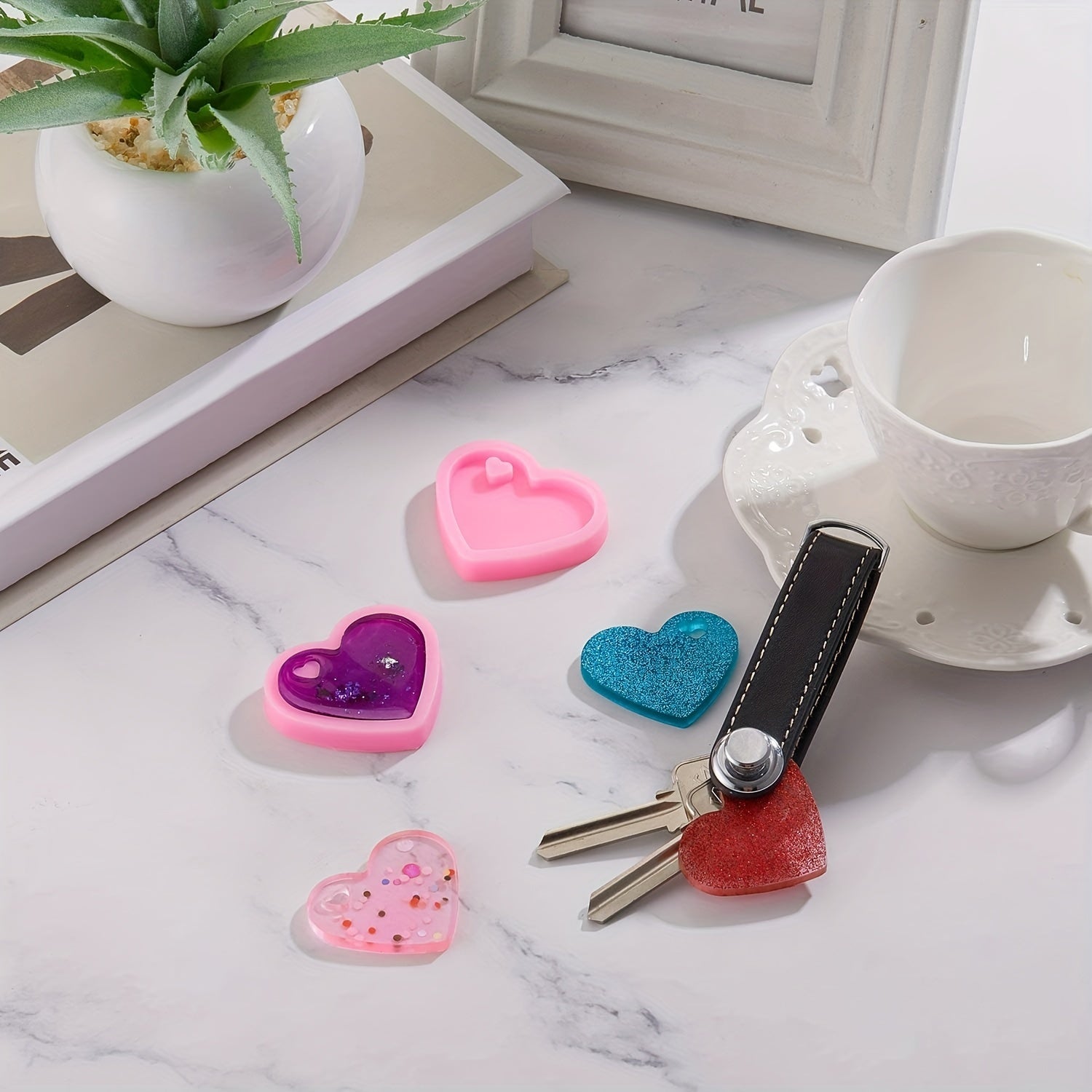 Heart Shaped Resin Casting Mold Silicone Keychain Pendant Mold