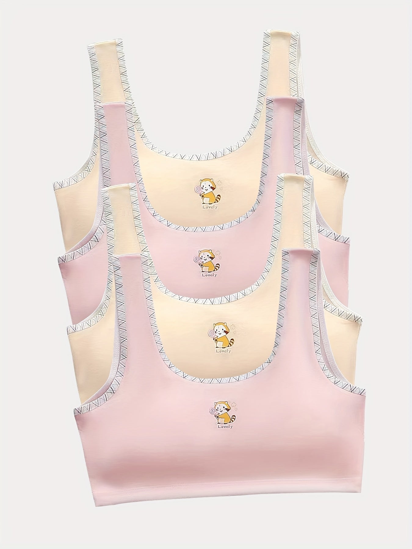 4pcs Teen Girls Casual Knit Sports Vest Underwear