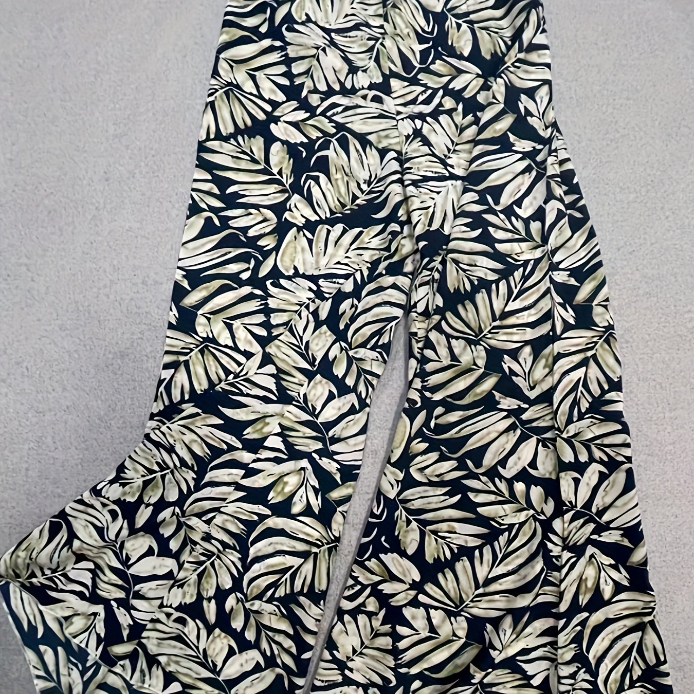 Plant Print Wide Leg Pants for Women