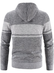 Men's Hooded Plush Sweater with Contrast