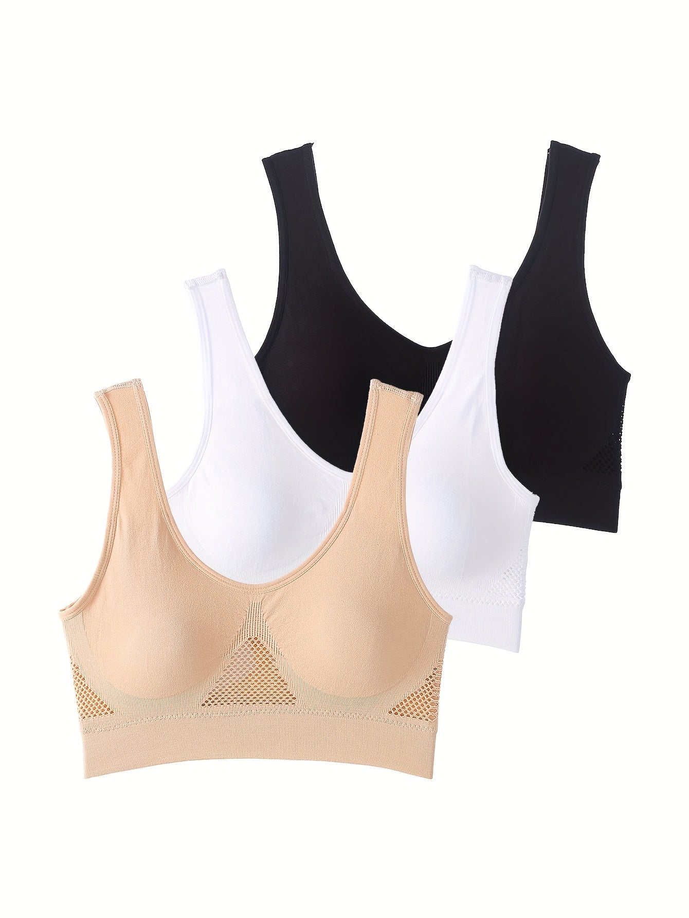 3pcs Soft Sports Bras for Women, Breathable Workout Activewear